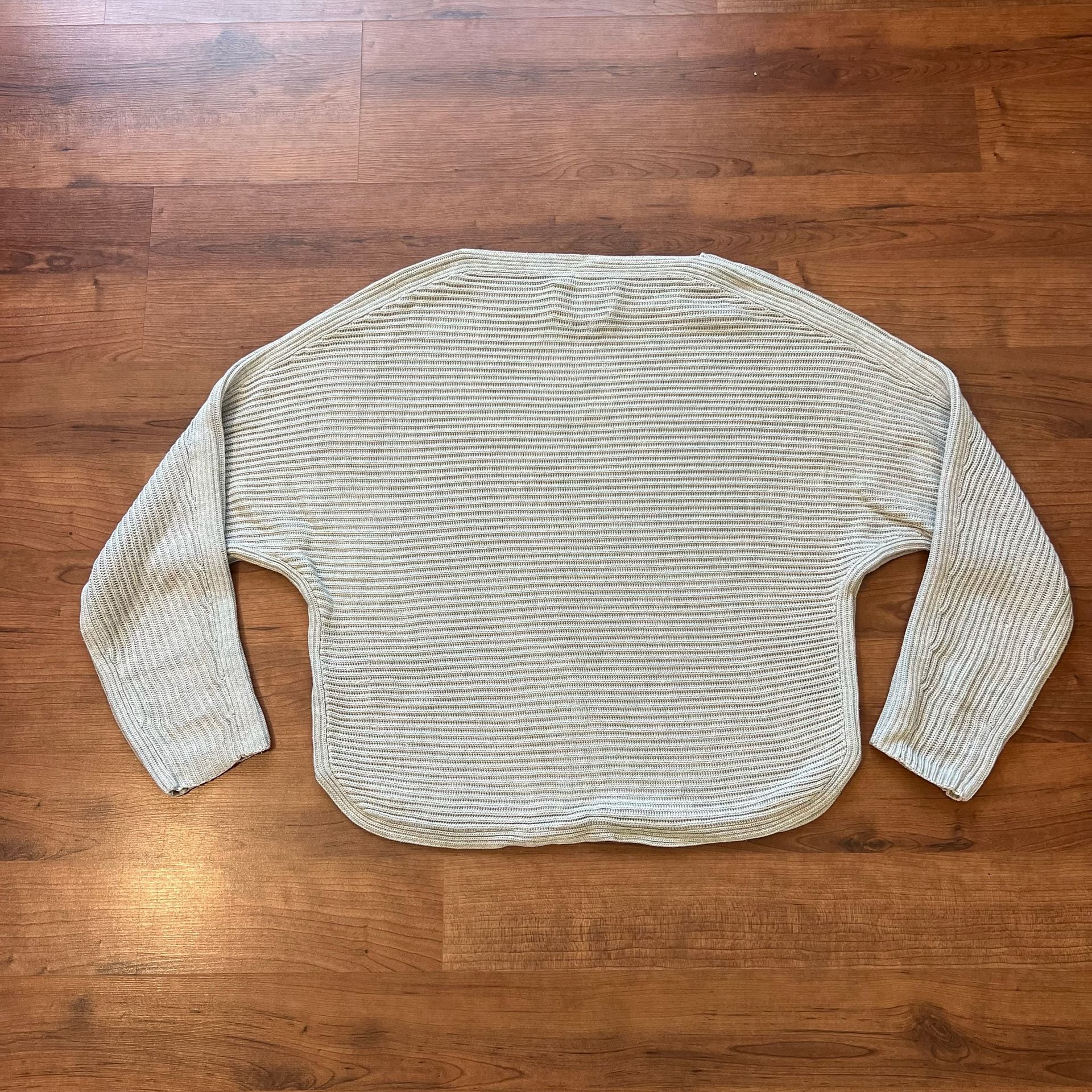 Babaton Ribbed Silk Knit Modal Sweater Size M Light Gray Boatneck 10