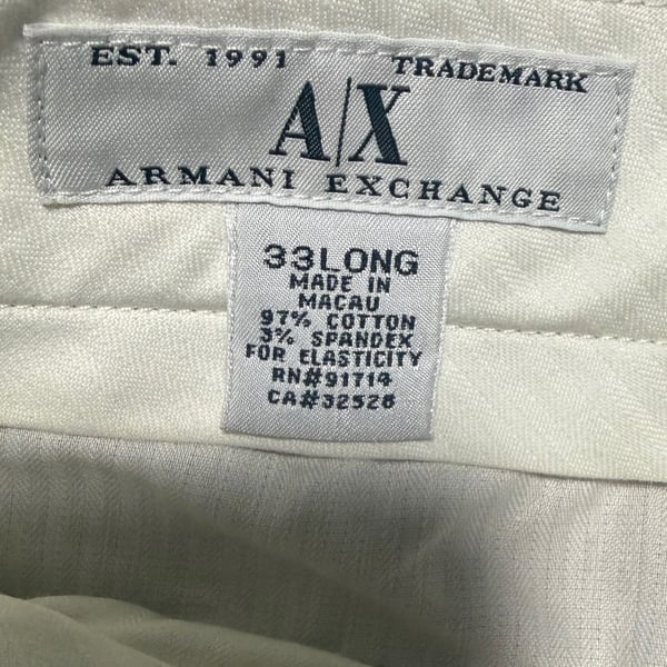 Armani Exchange Pants Size 33 Long Brown Cotton Blend Trouser