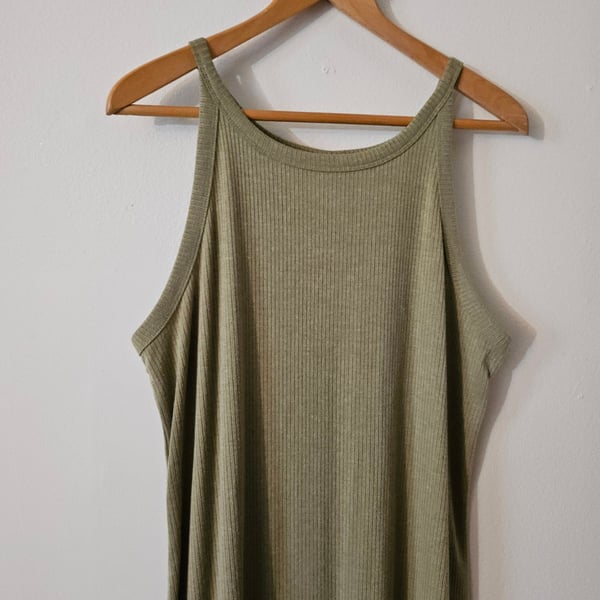 Ribbed Maxi Dress Size XL Green 270