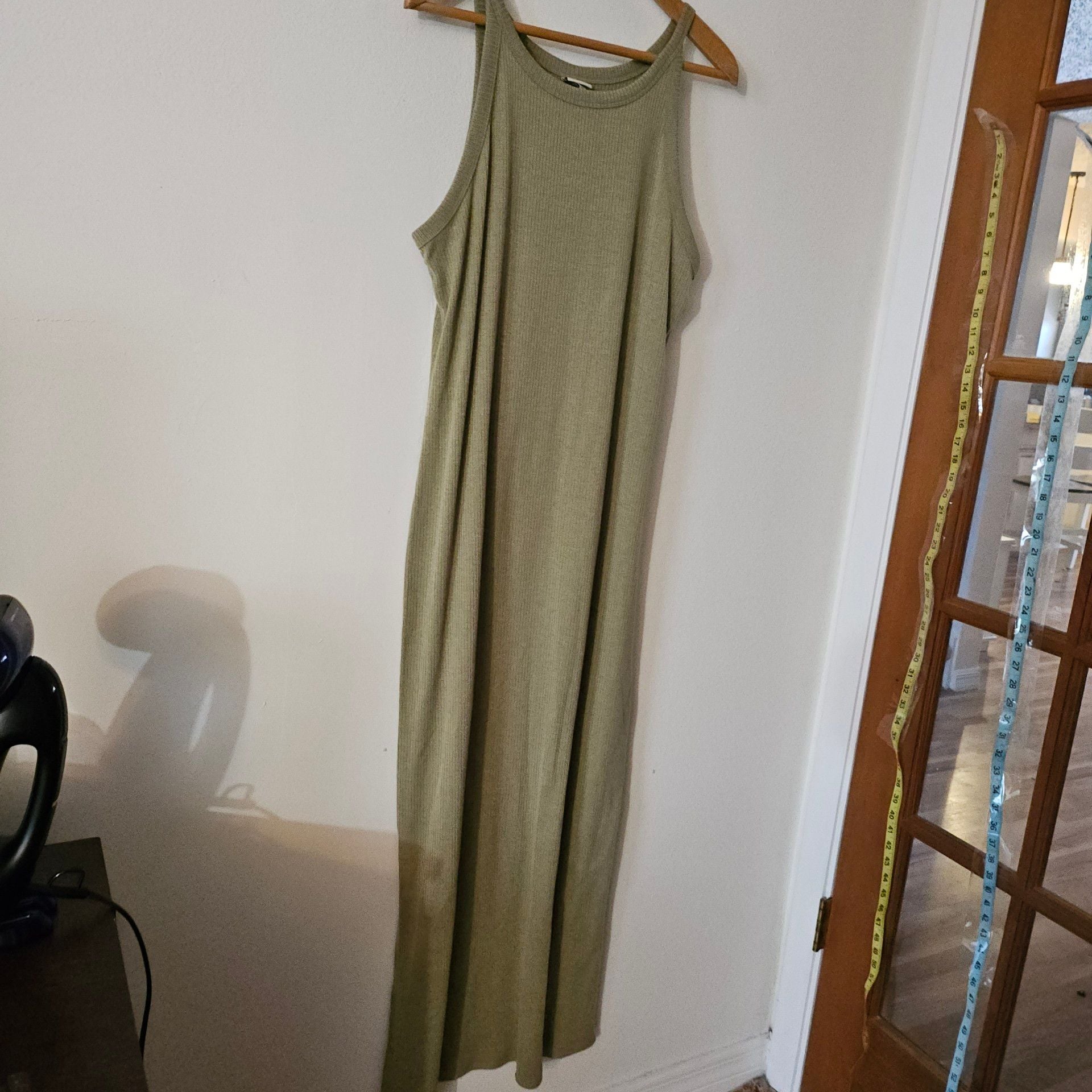 Ribbed Maxi Dress Size XL Green 270 5