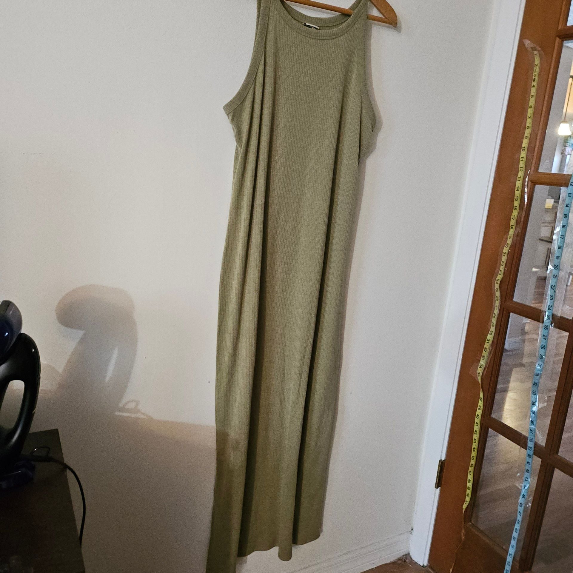 Ribbed Maxi Dress Size XL Green 270 6