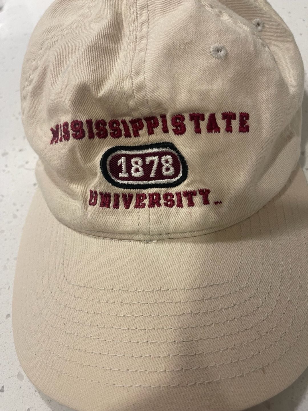 Mississippi State University 1878 Adjustable Baseball Hat Tan Embroidered 3