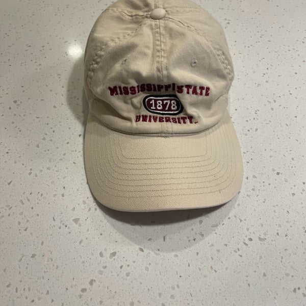Mississippi State University 1878 Adjustable Baseball Hat Tan Embroidered