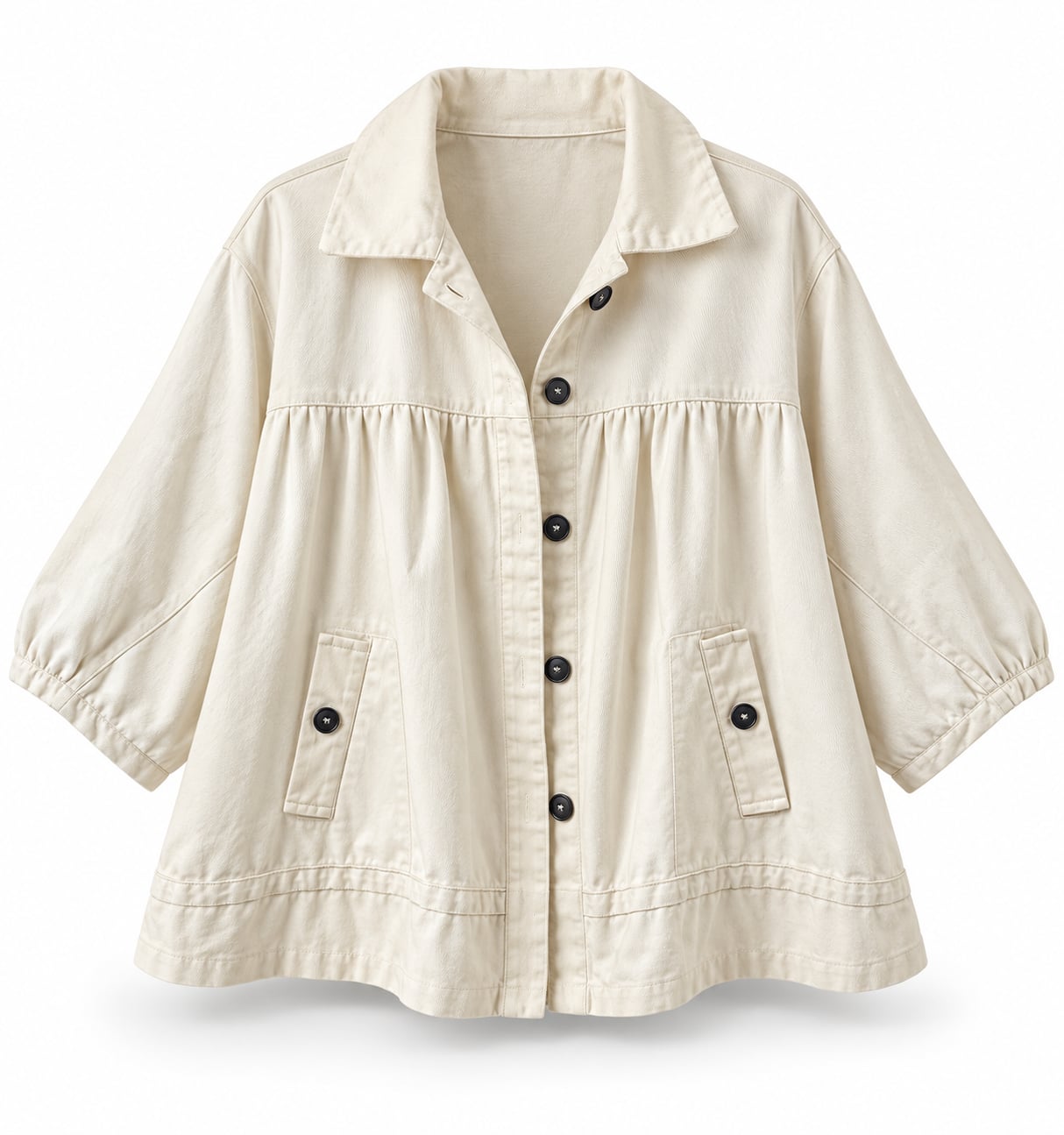 Maeve Babydoll Jacket Size XL White Cotton Swing Button Down Shacket 2