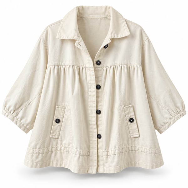 Maeve Babydoll Jacket Size XL White Cotton Swing Button Down Shacket