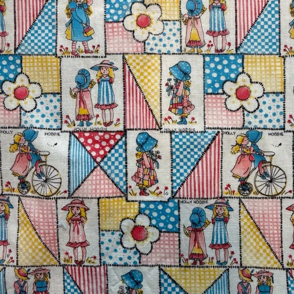 American Greetings Vintage Holly Hobbie Quilt Patchwork Cotton Fabric 43 W X 55 L
