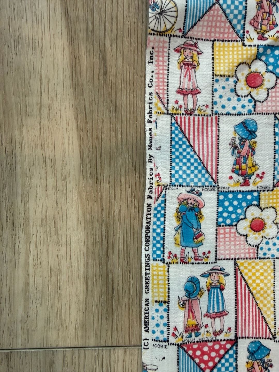 American Greetings Vintage Holly Hobbie Quilt Patchwork Cotton Fabric 43 W X 55 L 3