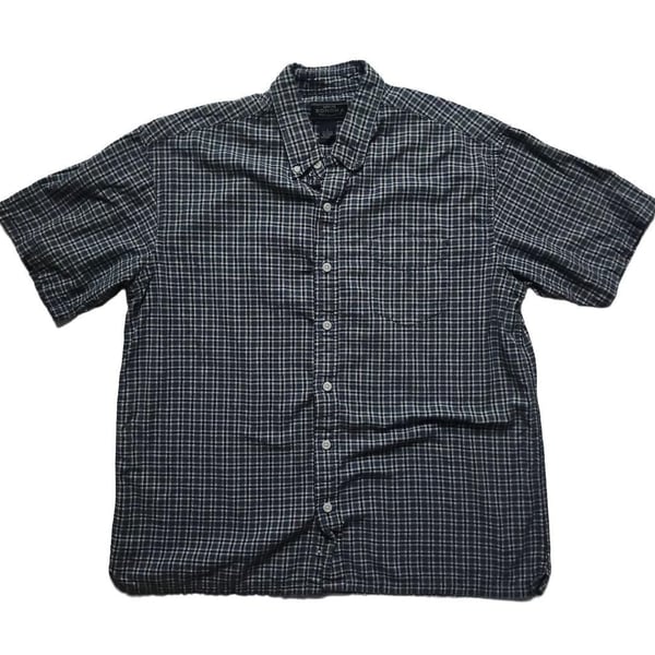 Sonoma Boxy Button Down Shirt Size L Blue Plaid Short Sleeve