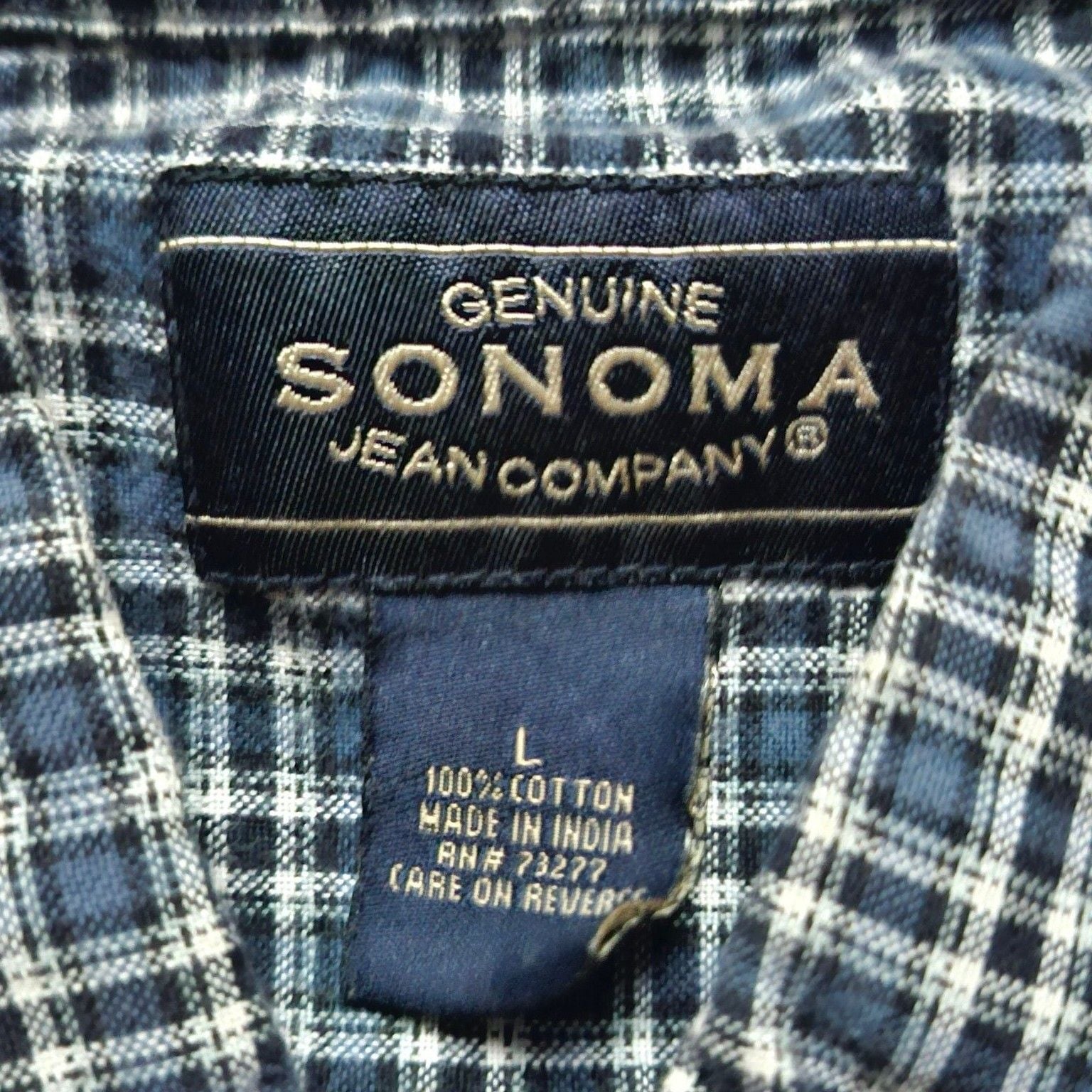 Sonoma Boxy Button Down Shirt Size L Blue Plaid Short Sleeve 4