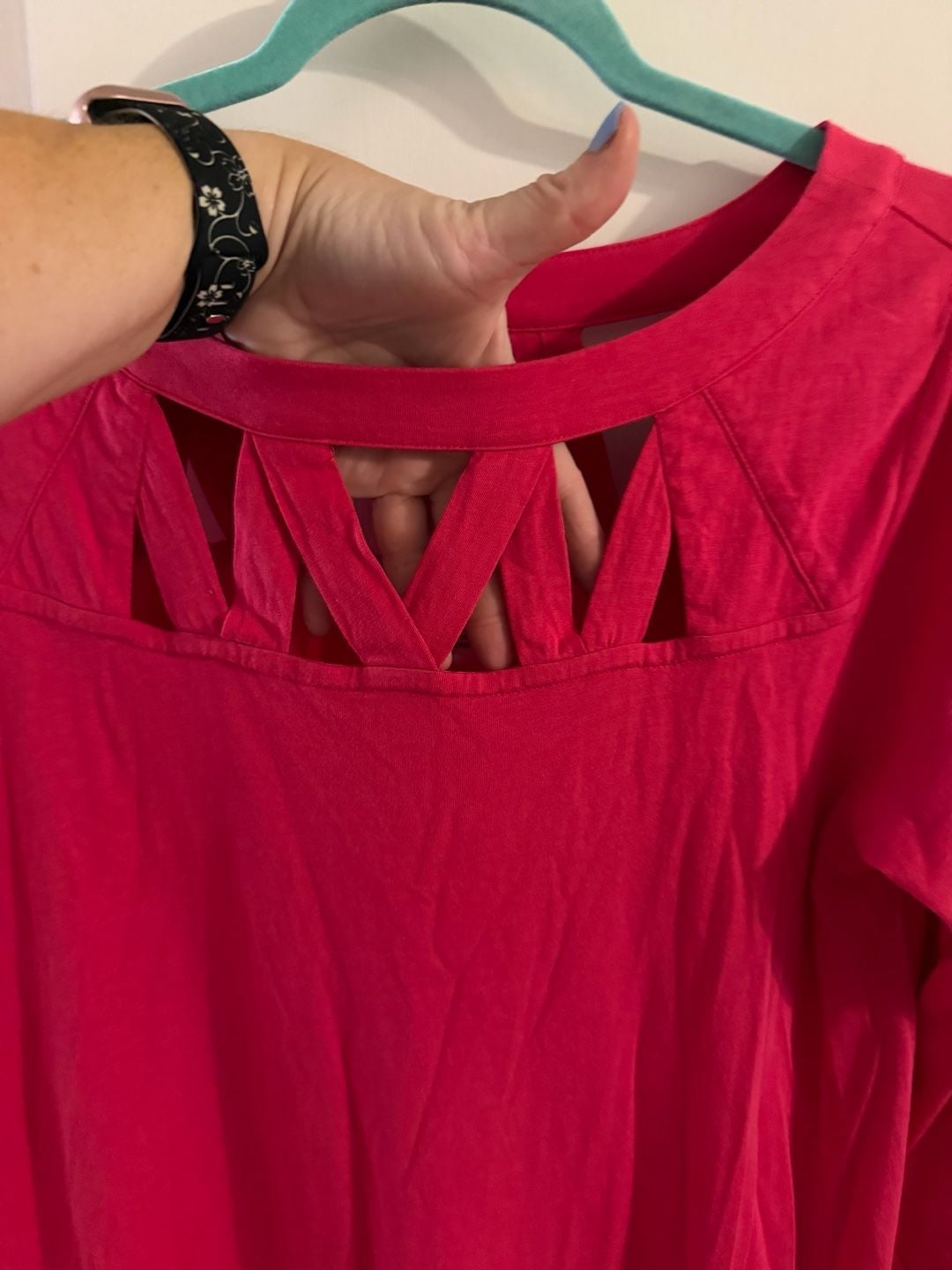 Joan Vass Lattice Neck Dress Size S Pink 3