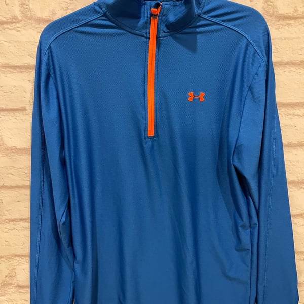 Under Armour Velocity 2.0 Size MD/M Blue Orange 1/4 Zip Pullover
