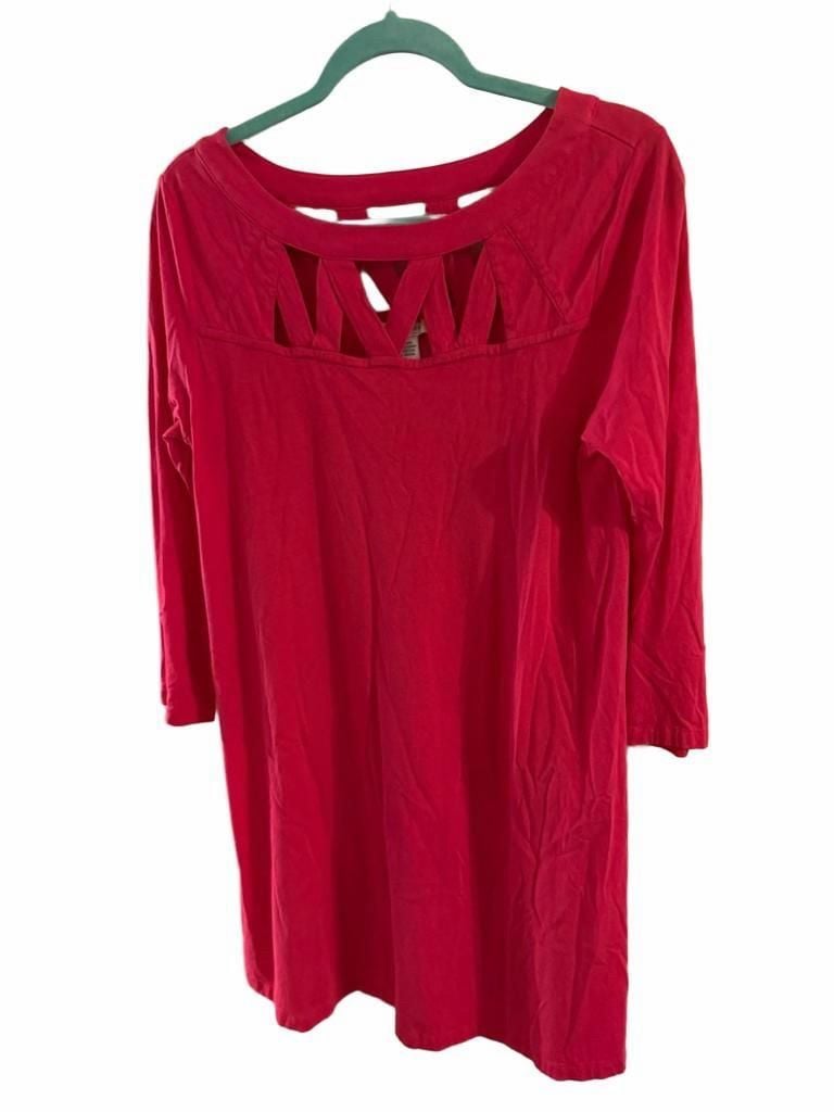 Joan Vass Lattice Neck Dress Size S Pink 2