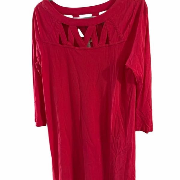 Joan Vass Lattice Neck Dress Size S Pink