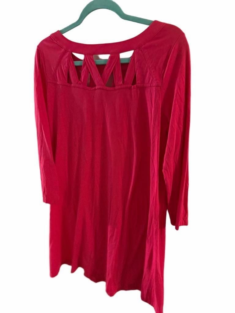 Joan Vass Lattice Neck Dress Size S Pink 5