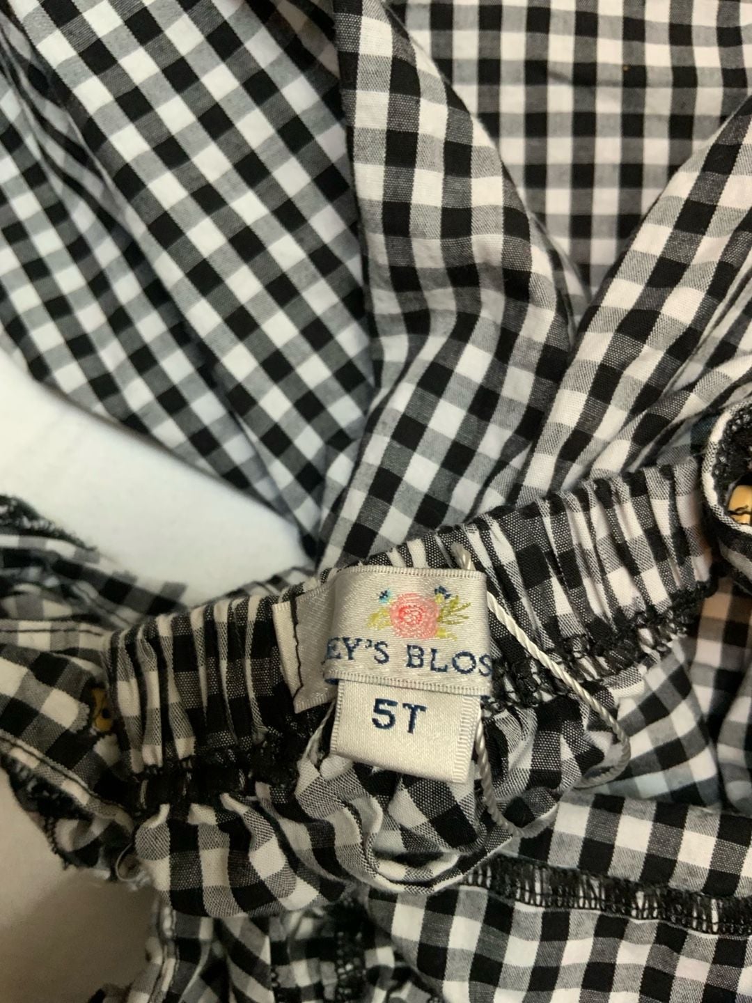Bailey’s Blossom Gingham Dress Girls Size 5T Black White Ruffle 4