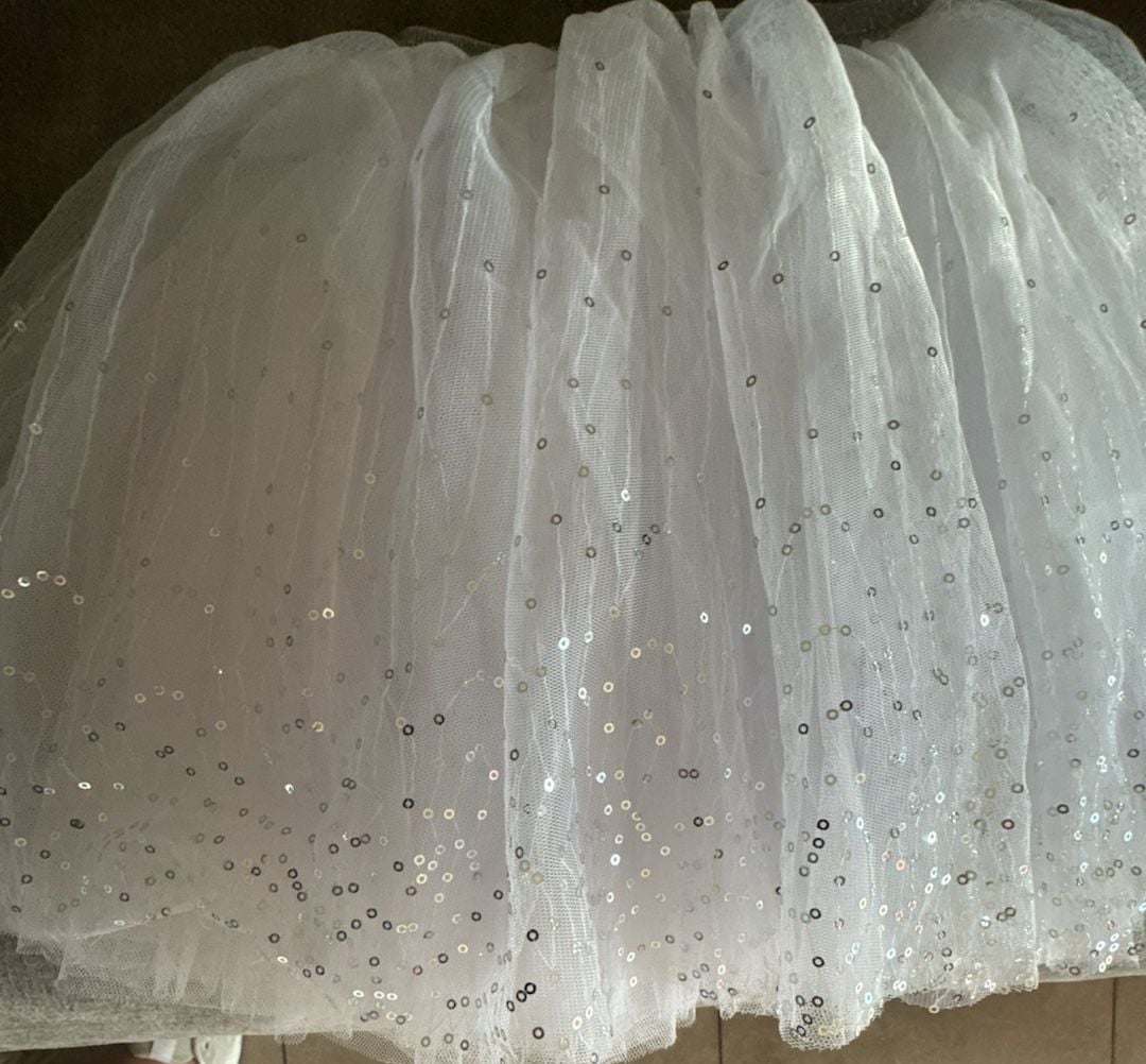 Little Adventures Tutu Skirt Size One Size White Sequin Tulle 3