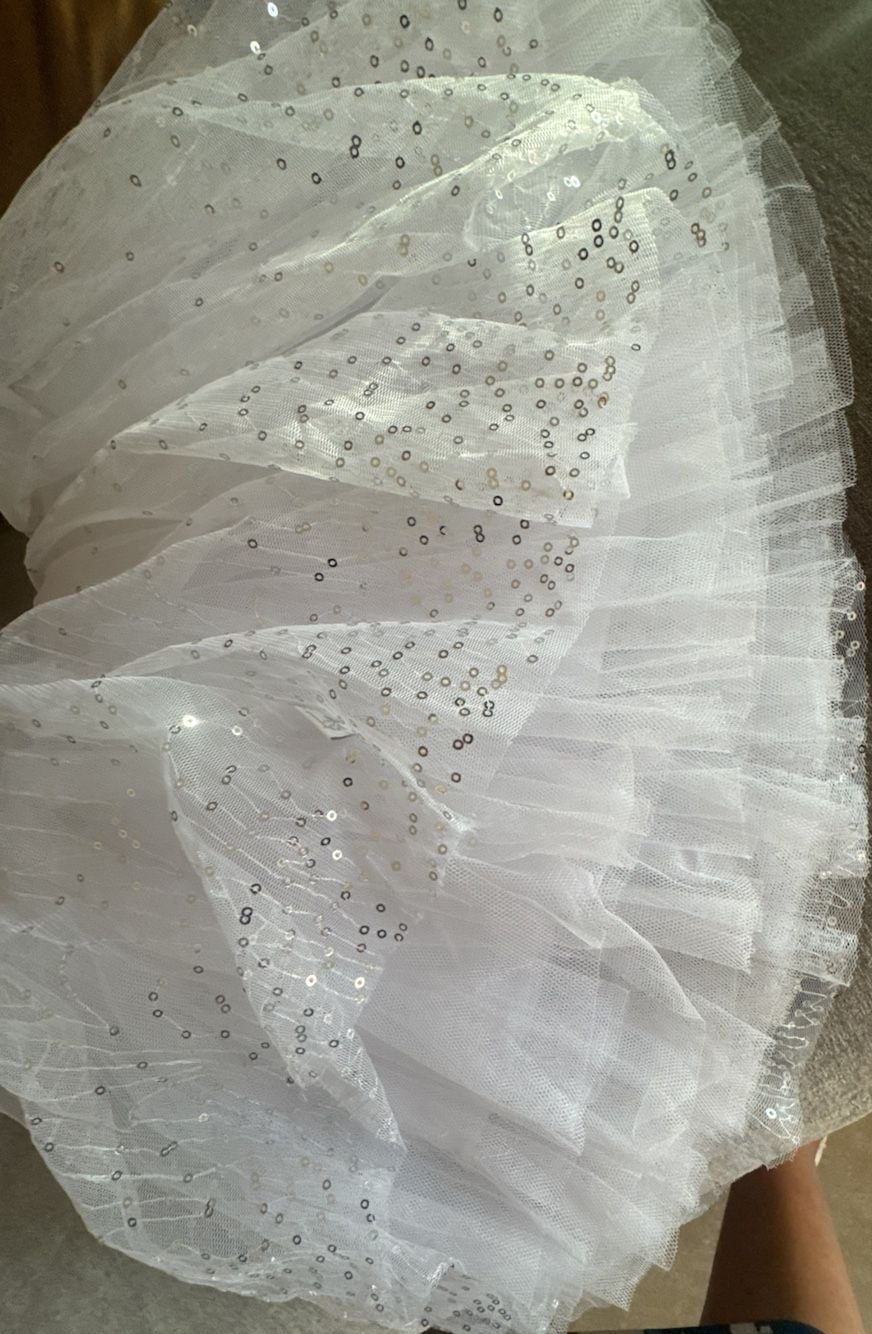Little Adventures Tutu Skirt Size One Size White Sequin Tulle 5