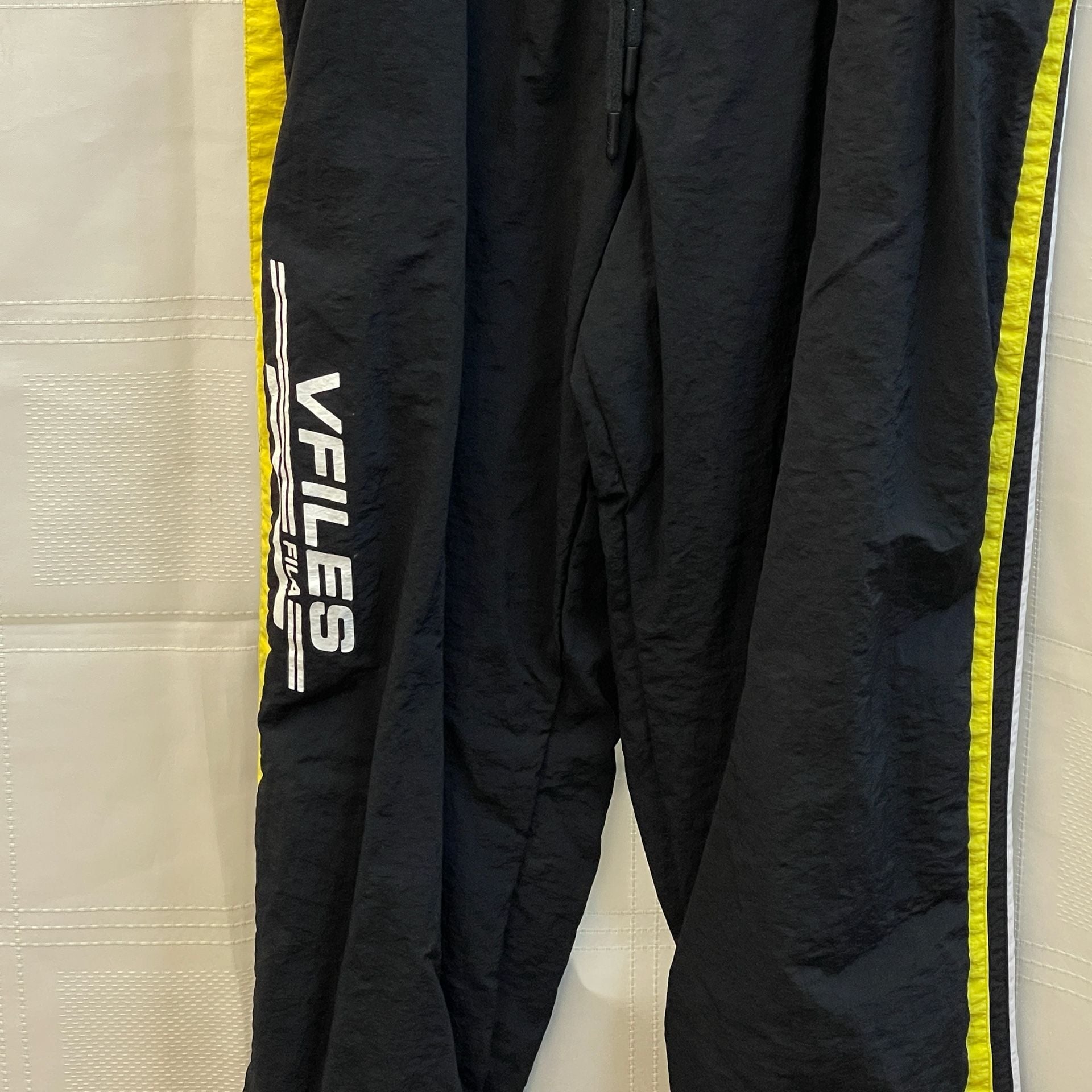 L Large Fila x Vfiles Track Pants Black Yellow Greenhouse 2019 Collab Streetwear Collector 3
