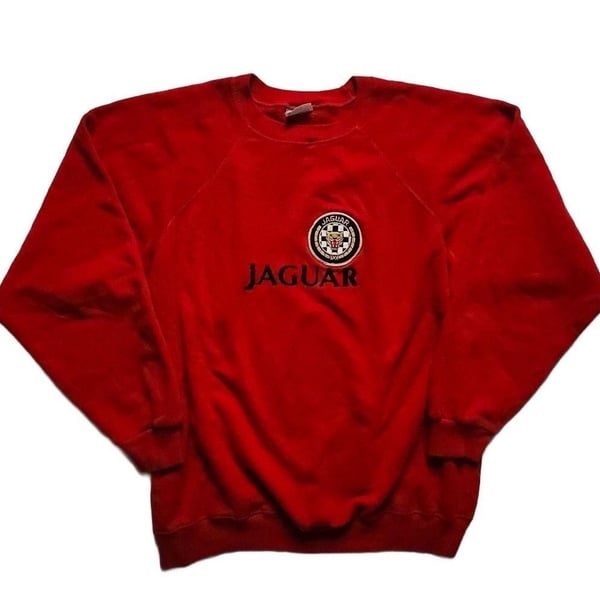 Hanes Jaguar Sweatshirt Size XL Vintage Red Embroidered Logo