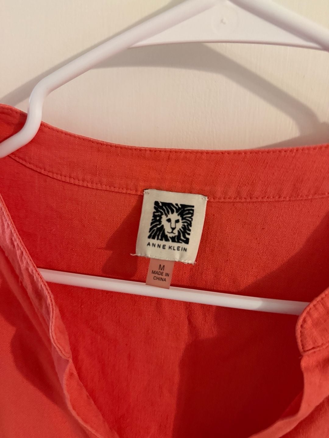 Anne Klein Tunic Size M Coral Linen Blend V-Neck 3