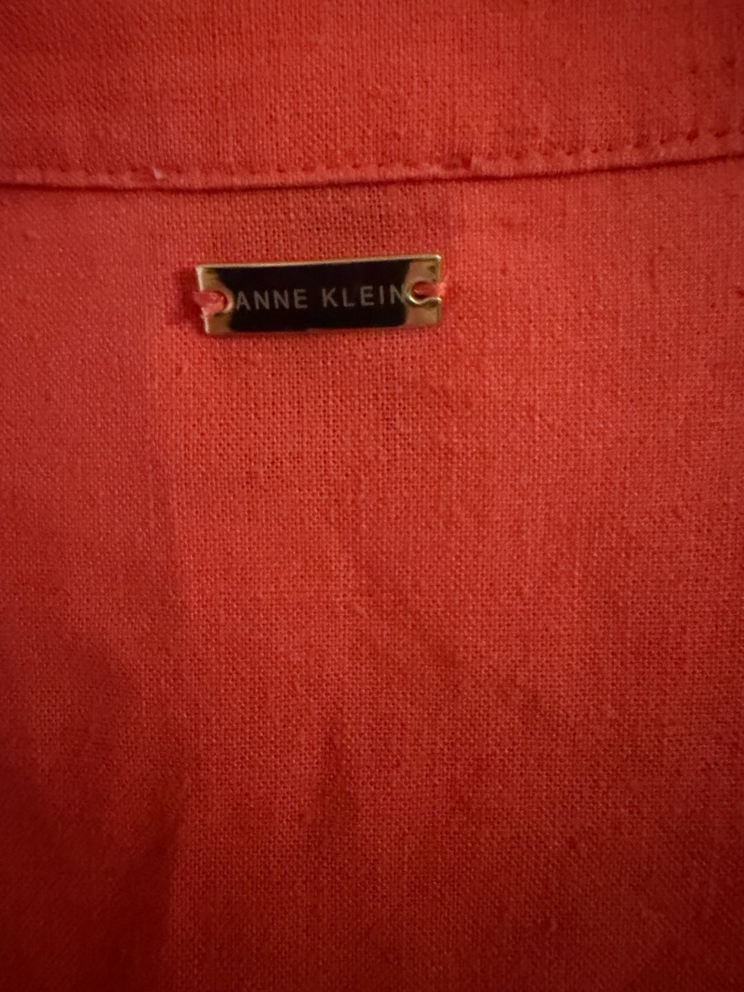 Anne Klein Tunic Size M Coral Linen Blend V-Neck 6
