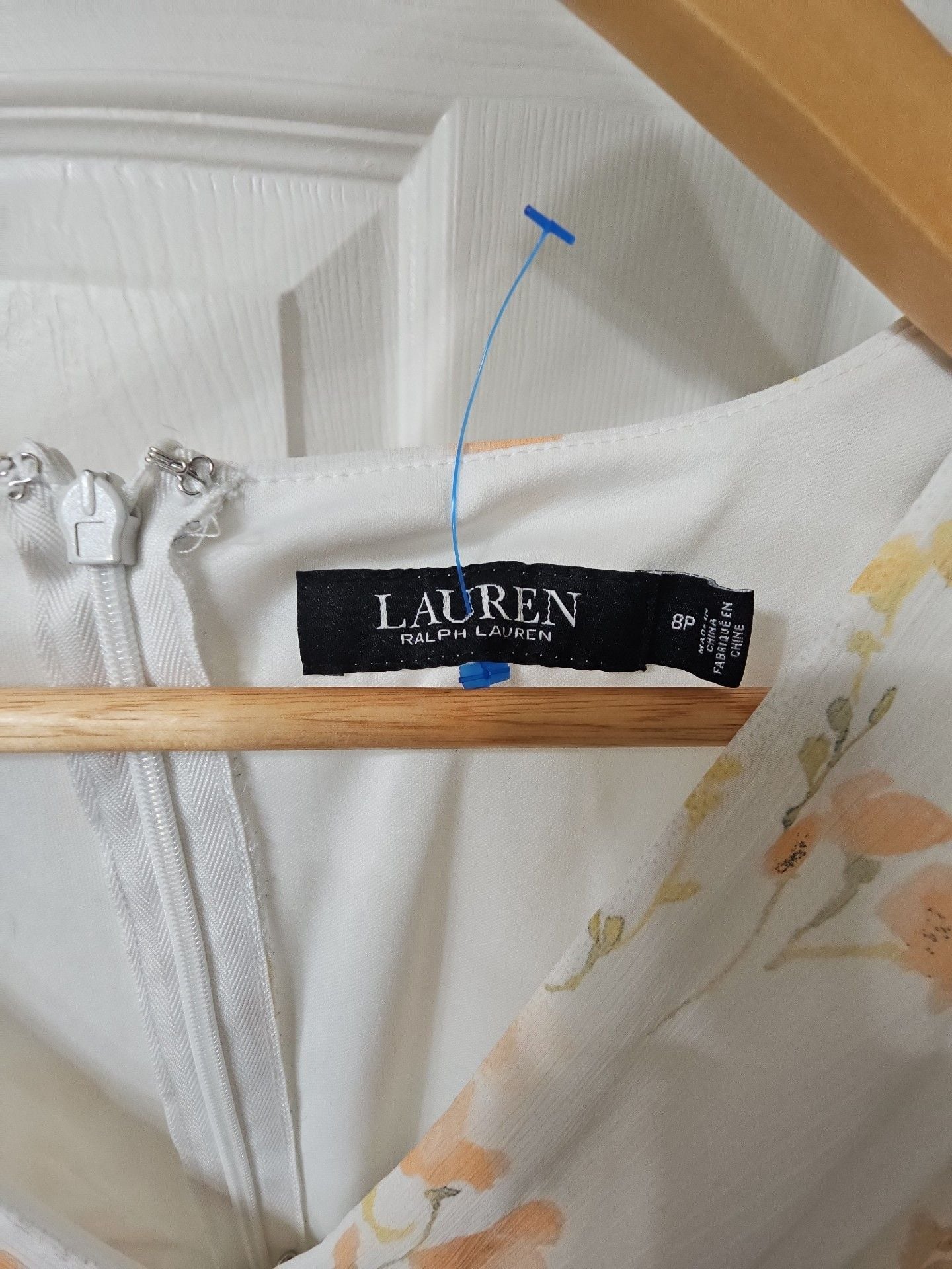 Lauren Ralph Lauren Floral Dress Size 8P White Orange Sleeveless V-Neck 4