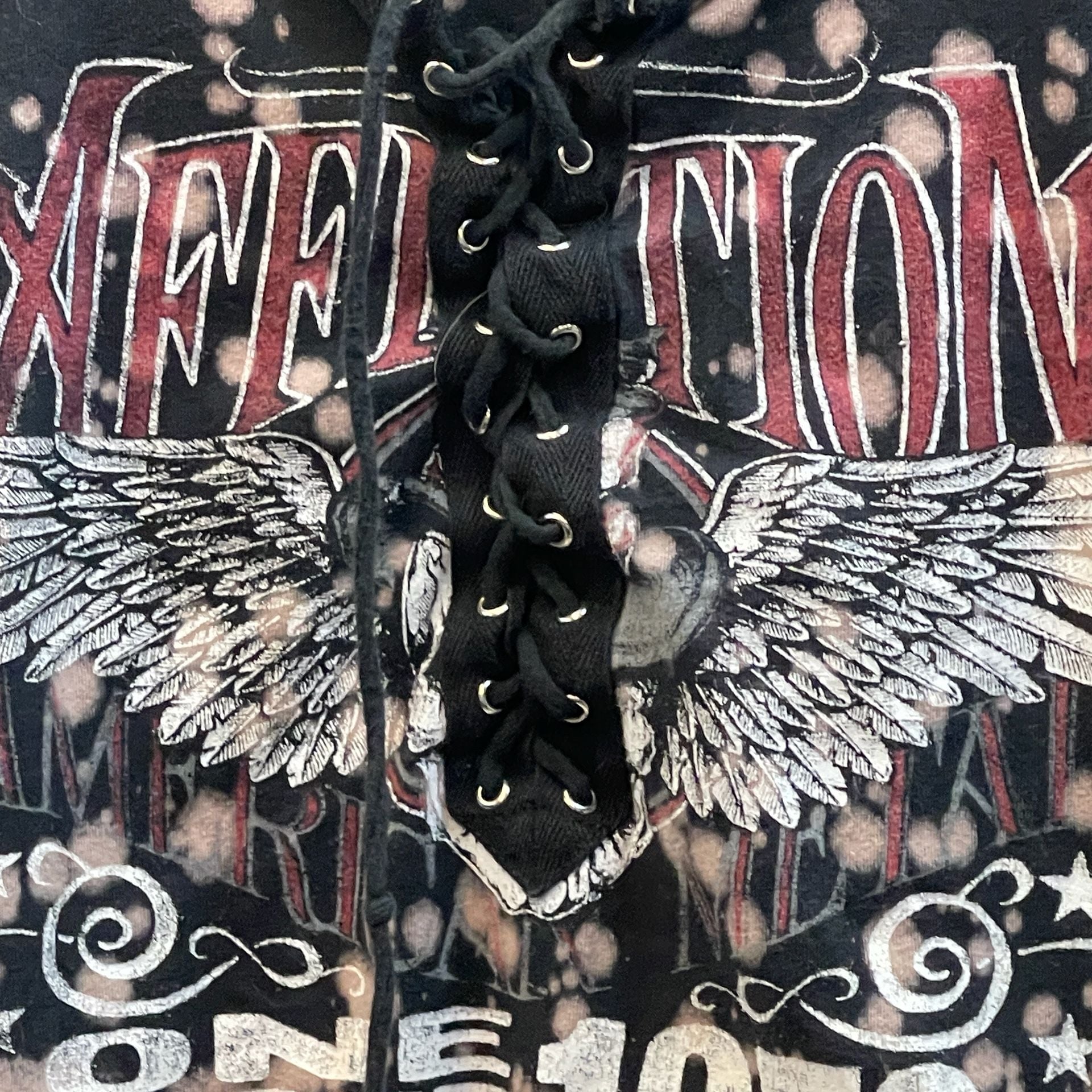 Y2K Affliction Tank Top Size Small Bleach Wash Graphic Lace Up Eagle Biker Cyber Grunge 6