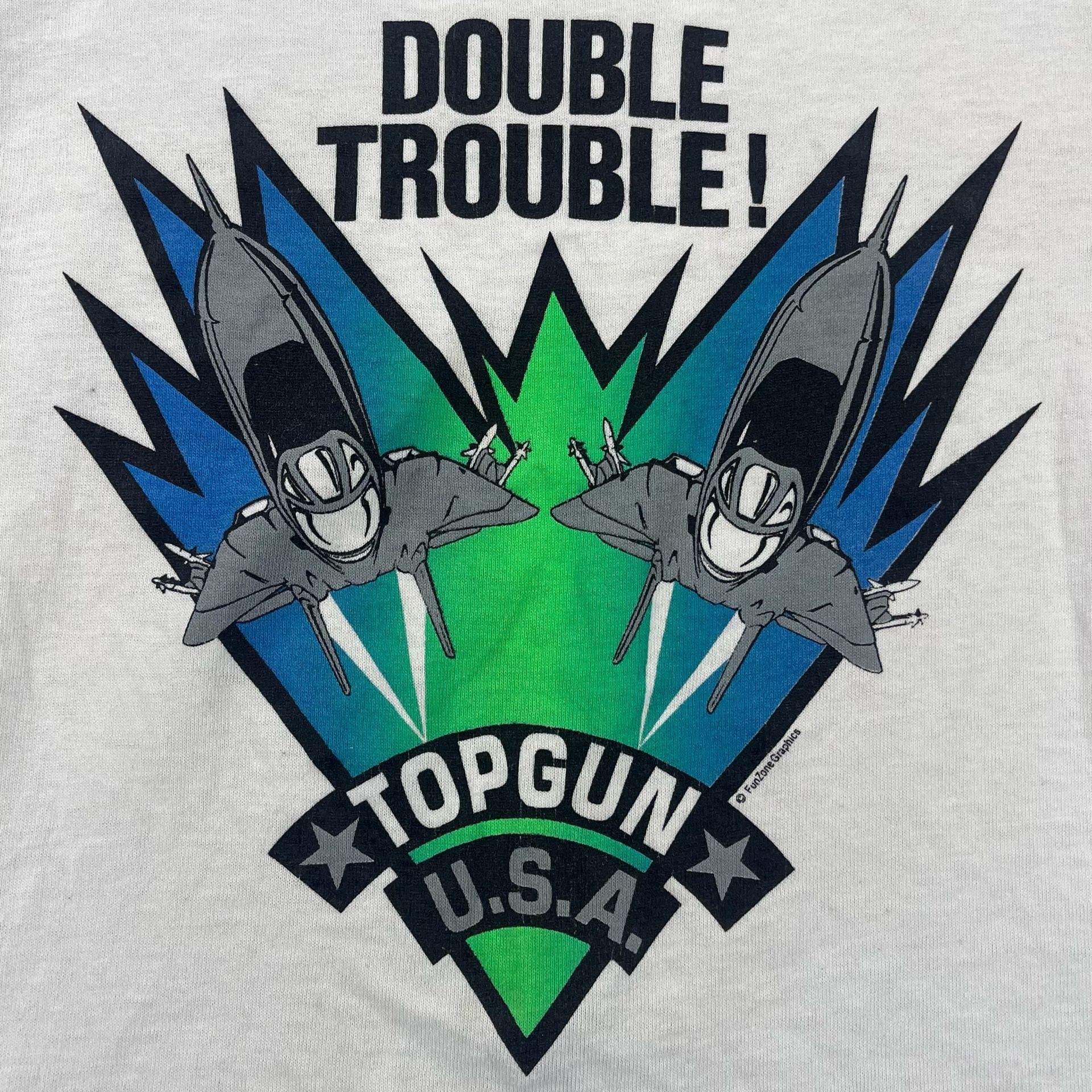 1980s Screen Stars Best Top Gun U.S.A. Double Trouble Tee Size kids 6-8 4