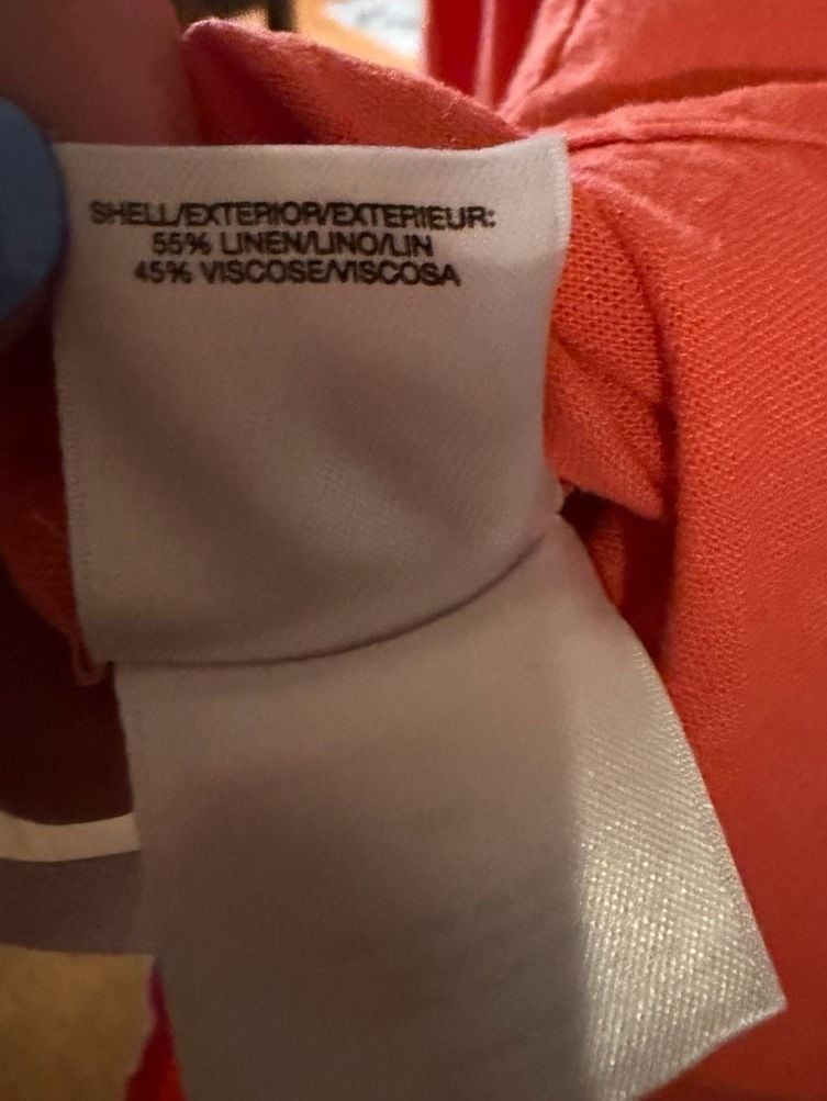 Anne Klein Tunic Size M Coral Linen Blend V-Neck 4
