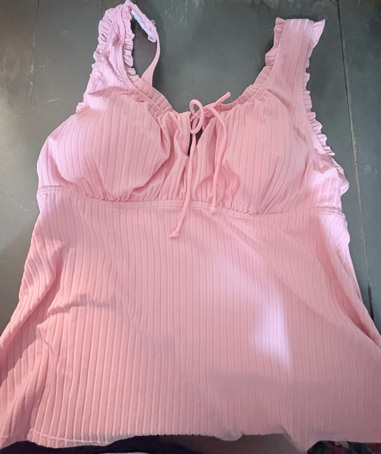 Modlily Swimsuit Set Size XL Pink Tropical Print Tankini 1