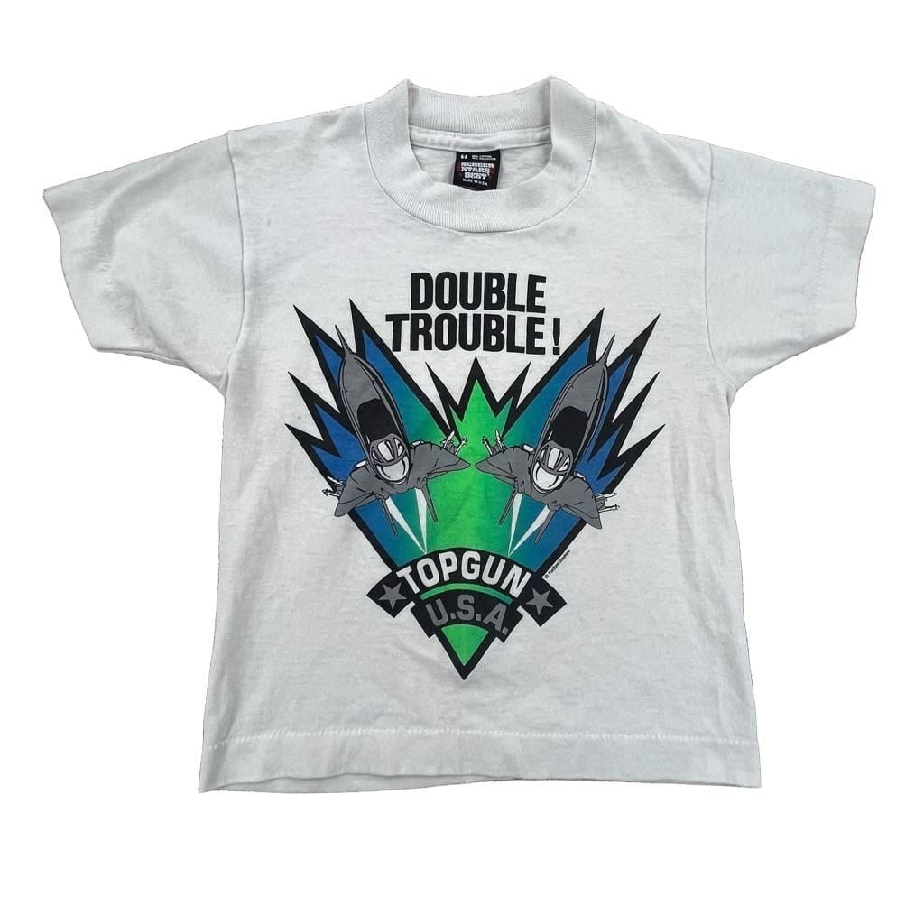 1980s Screen Stars Best Top Gun U.S.A. Double Trouble Tee Size kids 6-8 2