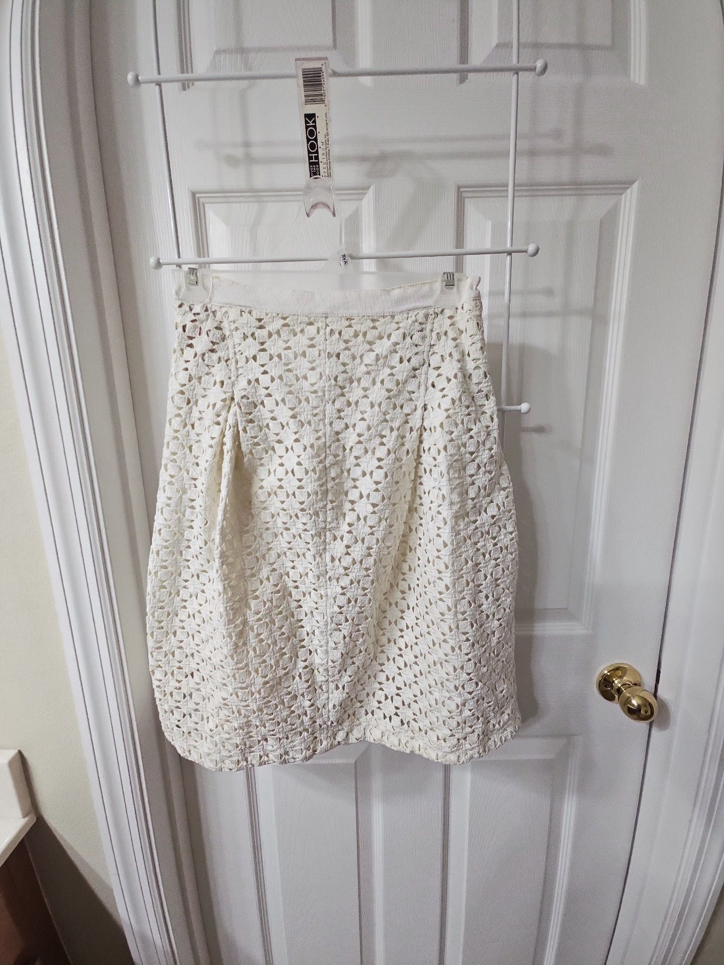 Tory Burch Skirt Size 2 White Cotton Eyelet Crochet A-Line 2