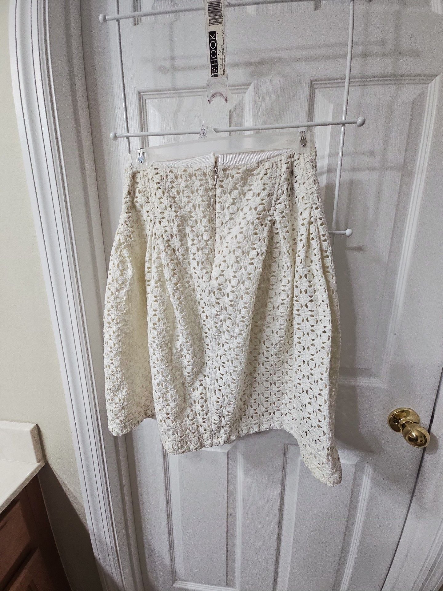 Tory Burch Skirt Size 2 White Cotton Eyelet Crochet A-Line 5