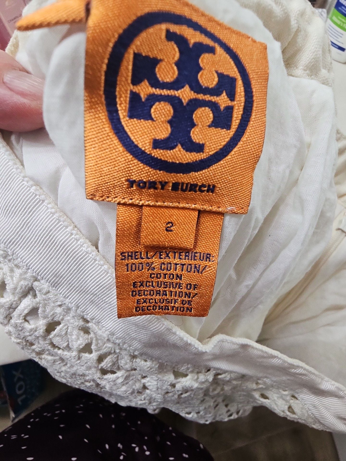 Tory Burch Skirt Size 2 White Cotton Eyelet Crochet A-Line 6