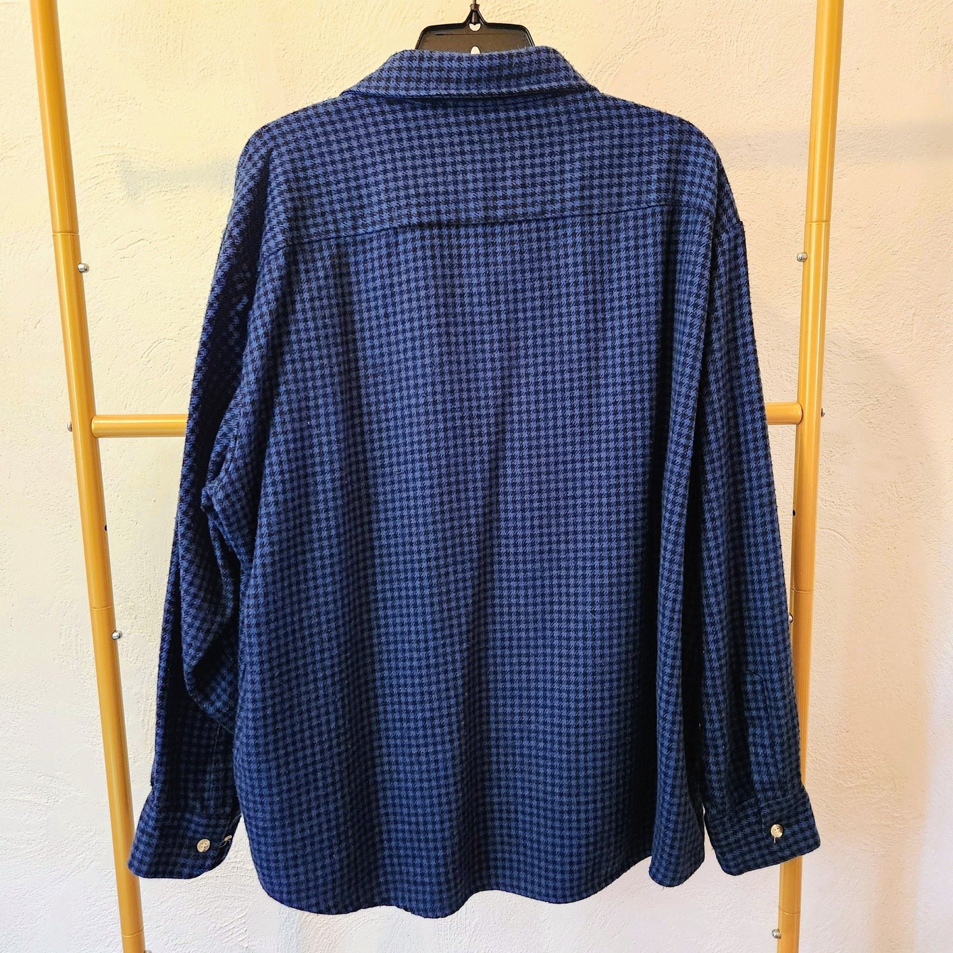 Timber Run Big Men Long Sleeve Button Down Shirt Blue Houndstooth Acrylic 3