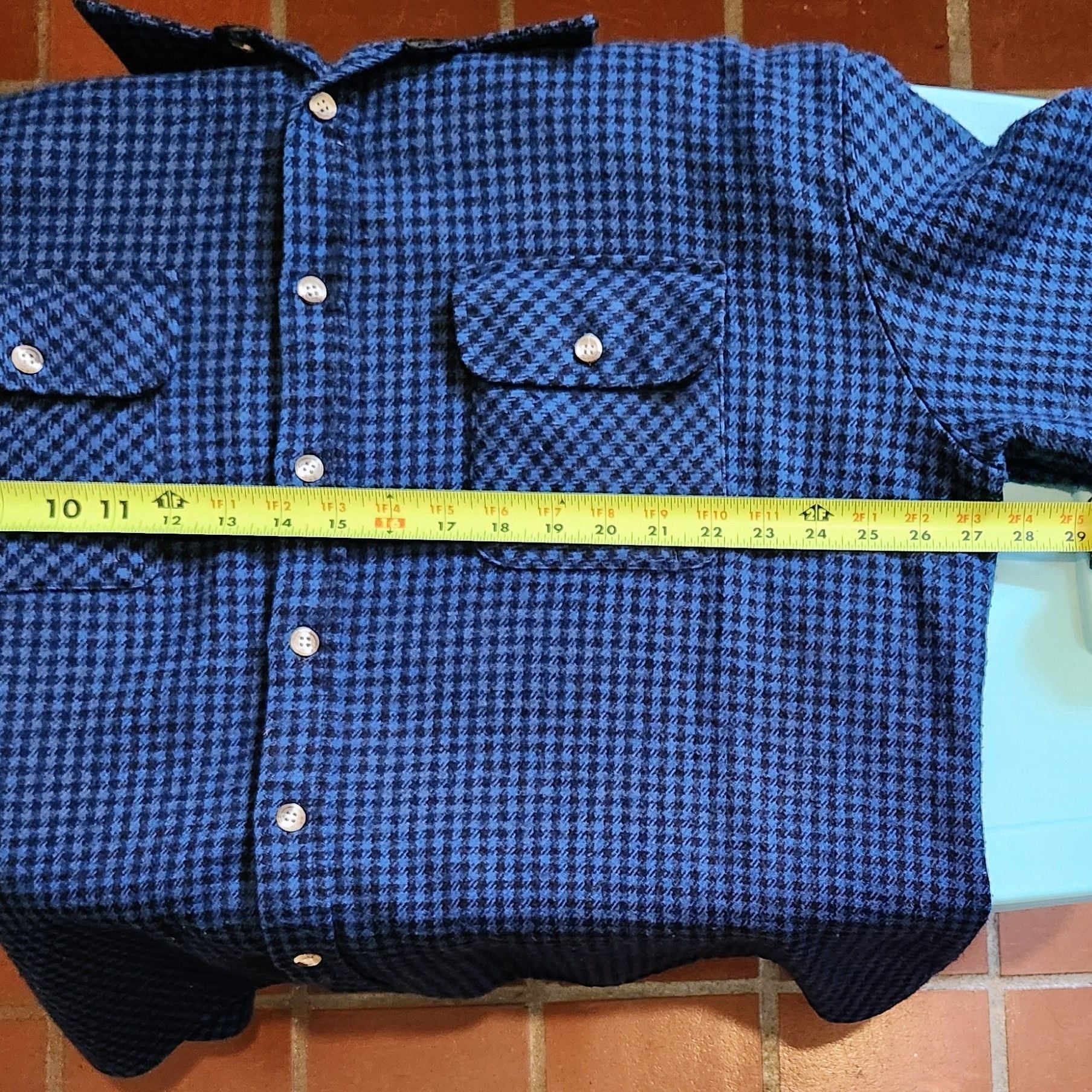 Timber Run Big Men Long Sleeve Button Down Shirt Blue Houndstooth Acrylic 7
