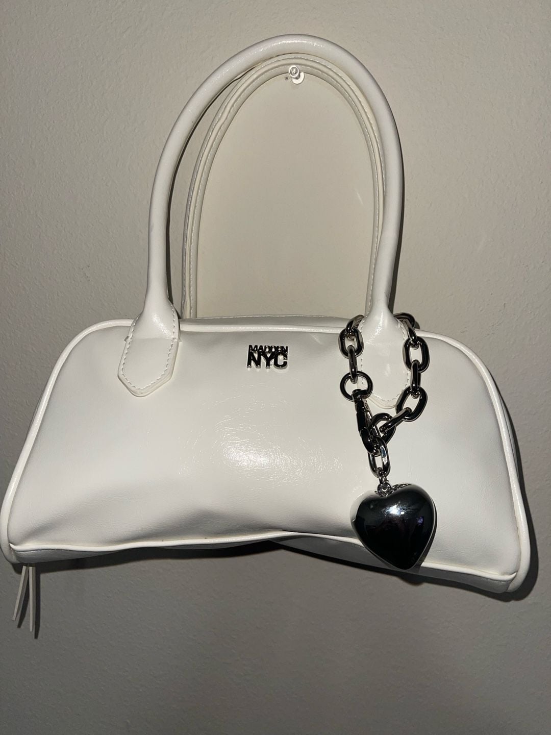 Madden NYC East West Bowler Bag White Heart Charm 2