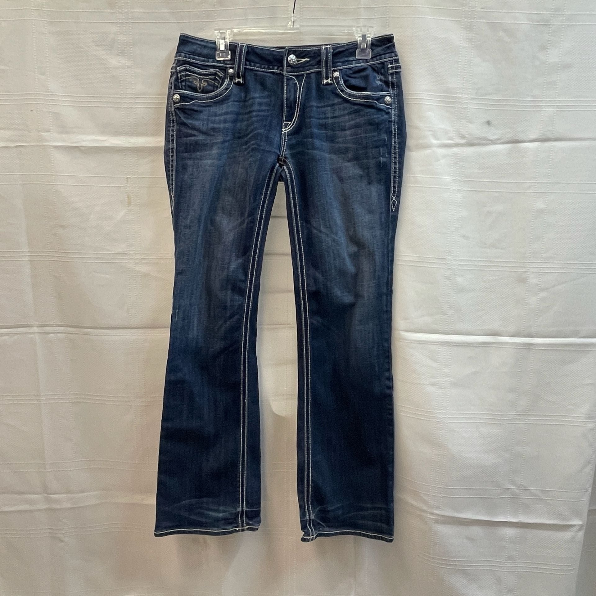 Rock Revival Jeans Dark Wash Denim Debbie Bootcut Size 31 Western Barn 00s Rhinestones 2
