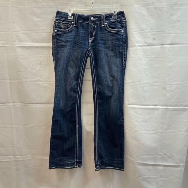 Rock Revival Jeans Dark Wash Denim Debbie Bootcut Size 31 Western Barn 00s Rhinestones 