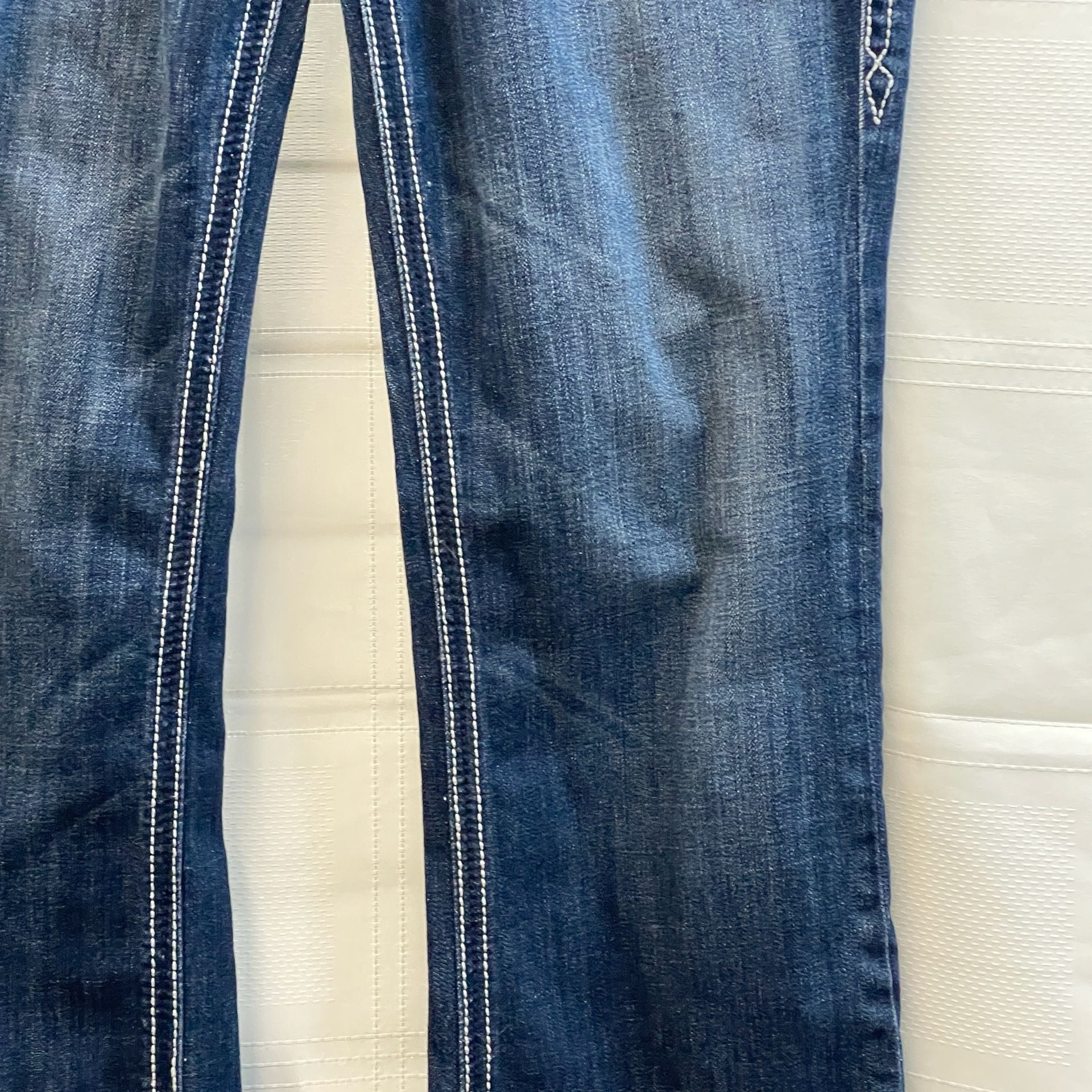 Rock Revival Jeans Dark Wash Denim Debbie Bootcut Size 31 Western Barn 00s Rhinestones 6
