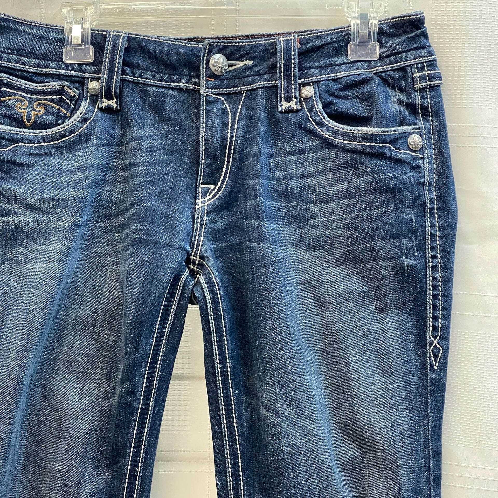Rock Revival Jeans Dark Wash Denim Debbie Bootcut Size 31 Western Barn 00s Rhinestones 7