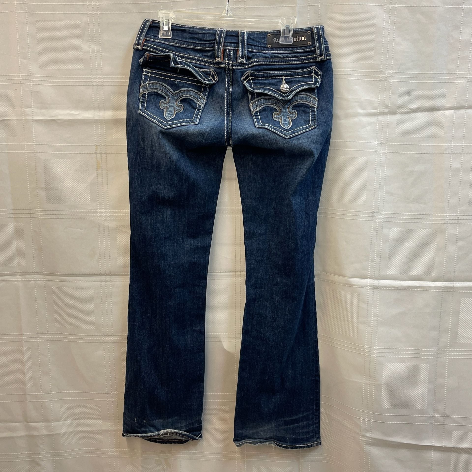 Rock Revival Jeans Dark Wash Denim Debbie Bootcut Size 31 Western Barn 00s Rhinestones 9
