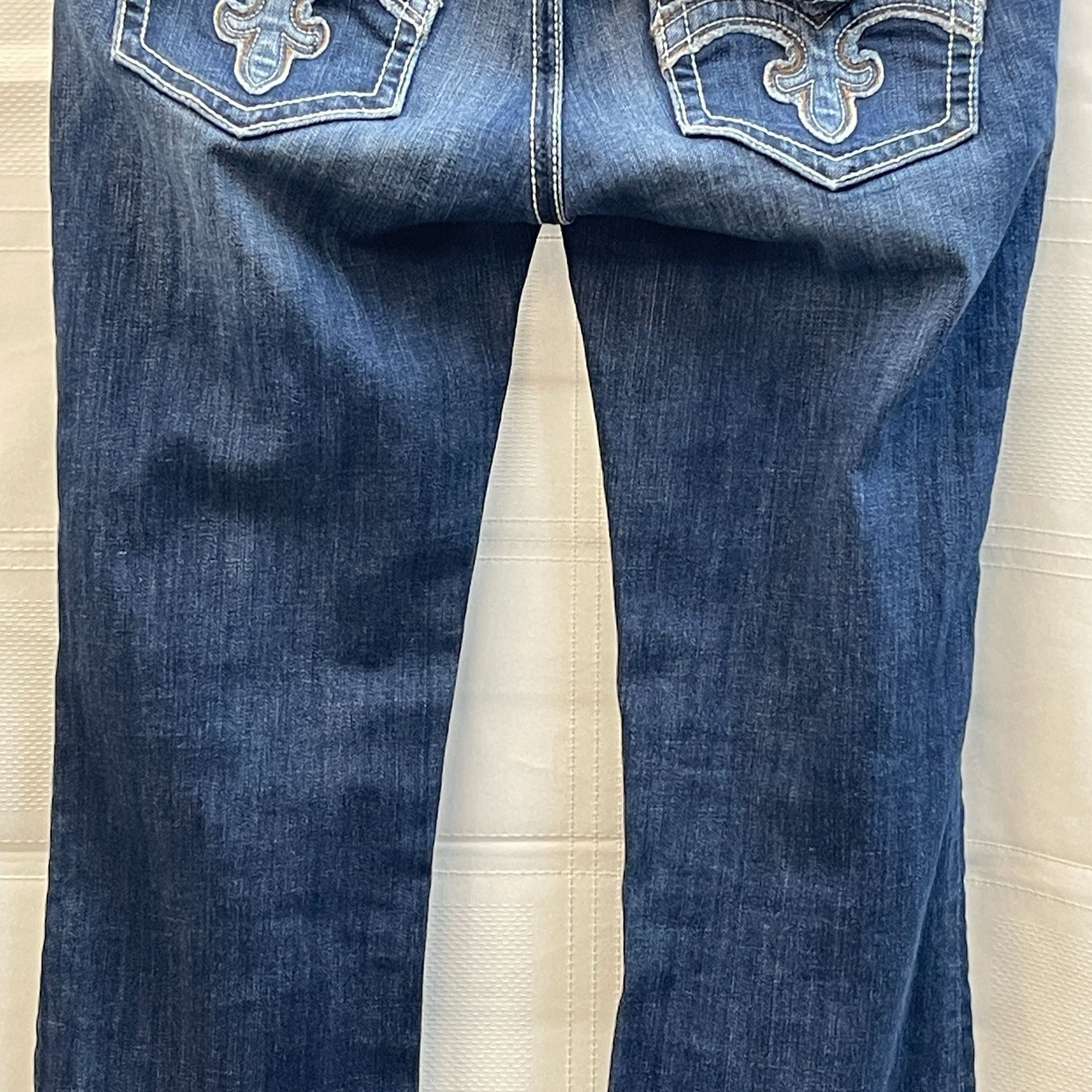 Rock Revival Jeans Dark Wash Denim Debbie Bootcut Size 31 Western Barn 00s Rhinestones 11