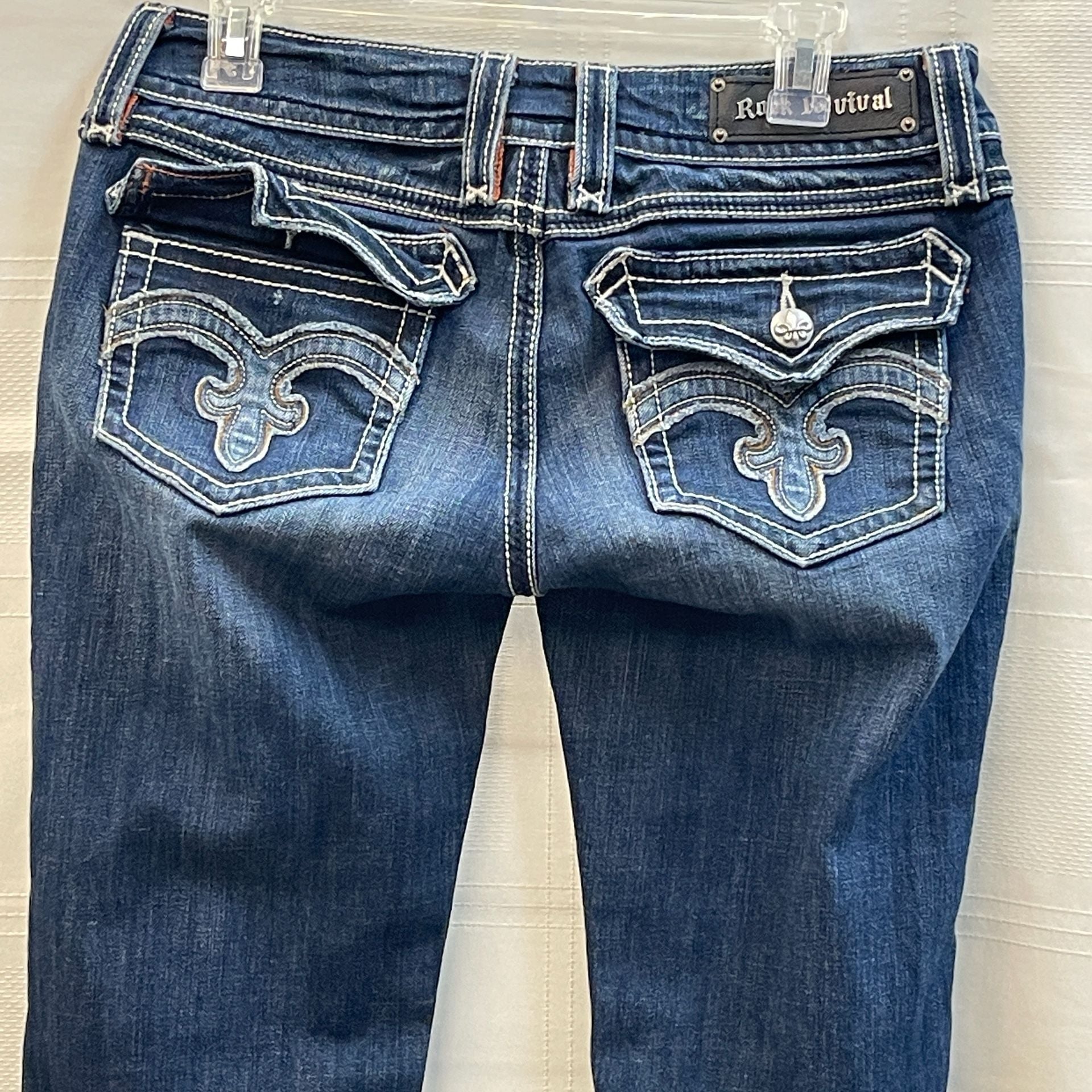 Rock Revival Jeans Dark Wash Denim Debbie Bootcut Size 31 Western Barn 00s Rhinestones 12