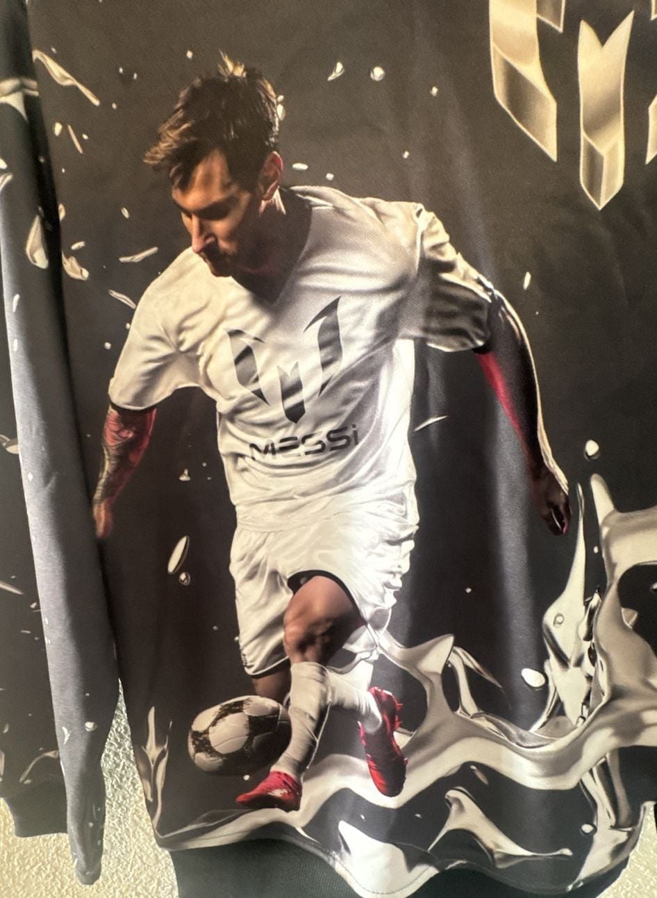 Messi Sublimated Hooded Sweatshirt Size XL 14/16 Black Soccer 2