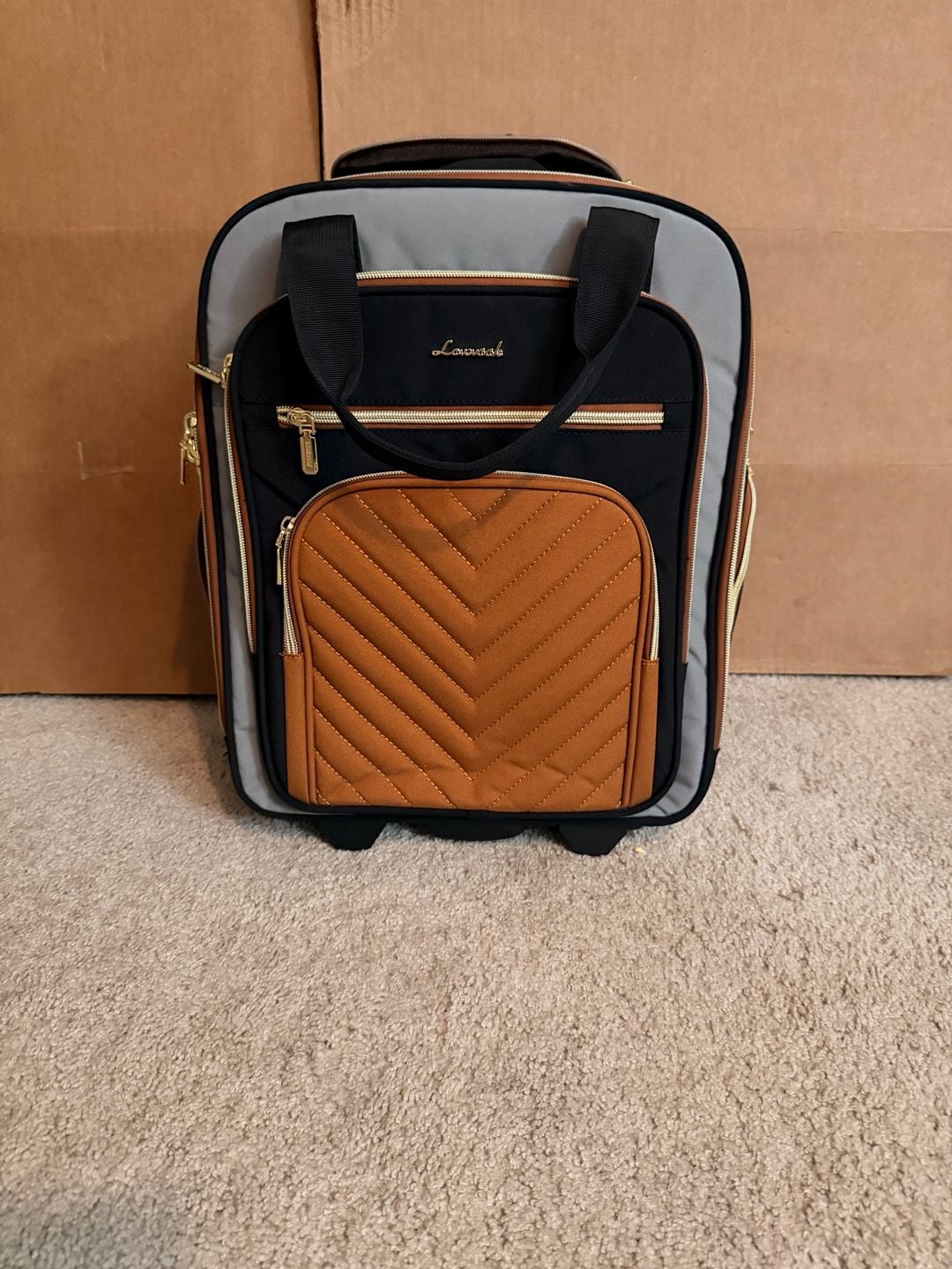 LOVEVOOK Rolling Laptop Bag 17.3 Inch Carry On Suitcase Black Brown 2