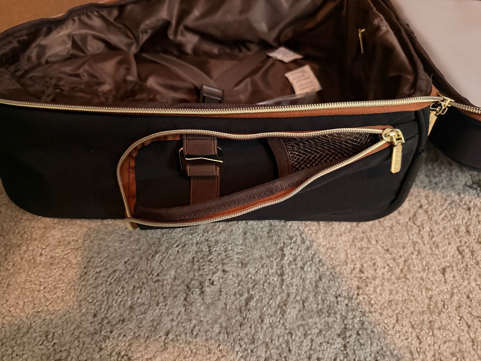 LOVEVOOK Rolling Laptop Bag 17.3 Inch Carry On Suitcase Black Brown 9