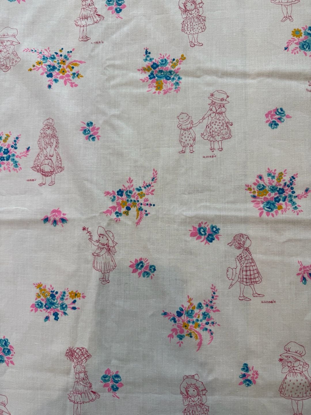Holly Hobbie Vintage Fabric Floral Girls Print 96” W x 43” L 1
