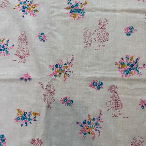 Holly Hobbie Vintage Fabric Floral Girls Print 96” W x 43” L
