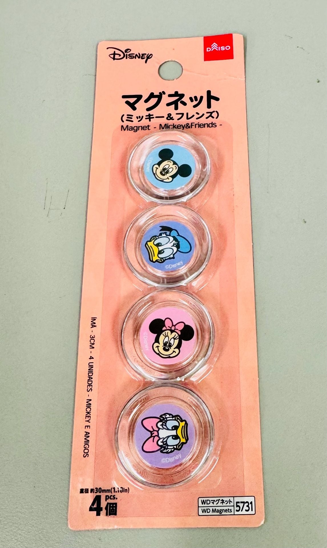 Daiso Disney Mickey & Friends Magnets 30mm 4 Pcs New 1